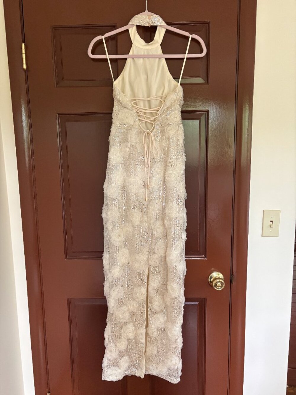 Ivory Sequin & Floral Halter Corset Dress NWT - Picture 5 of 7